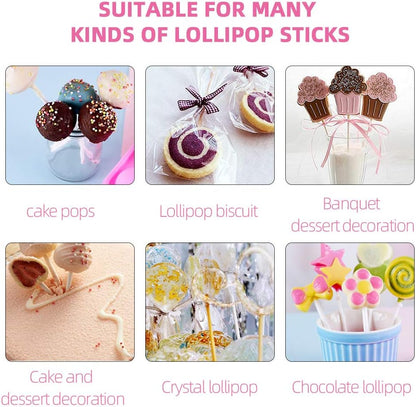 Lollipop Sticks, 200PCS White Paper Lollipop Sticks 6 Inch Lollipop Treat Sticks Sucker Stick for Chocolate,Cake Topper,Rainbow Candy, Cake Pops(3.5mm)