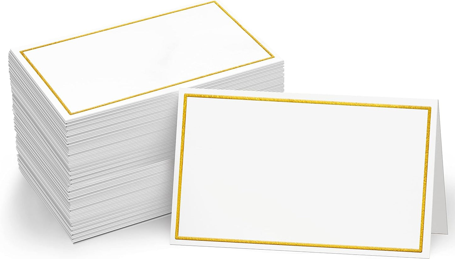 Gethelud 110 PCS Tent Cards, Small Blank Place Cards Delicate Seating Cards Blank Name Cards Escort Cards for Wedding, Table, Dinner Parties, Receptions (Each Measures 2” x 3.5”)
