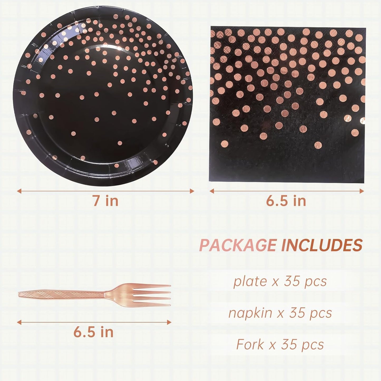 White and Gold Paper Plates Napkins Party Supplies,Disposable Gold Dot Paper Dessert Plates,105 PCS Birthday Plates and Napkins Party Supplies for Wedding(Serves 35 Guests 7")