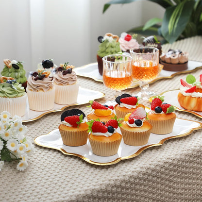 Havawish 24 Pcs 9" x 13" Pink Disposable Paper Serving Trays and Platters Food Platters for Parties White Trays Cupcake Platter Bandejas Decorativas para Fiestas for Birthday Party Weddings