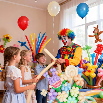 260 Clear Long Balloons for Animals, Thickening Skinny Latex Twisting for Arch Modeling Magic Clown Birthday Wedding Party Decorations 100pcs