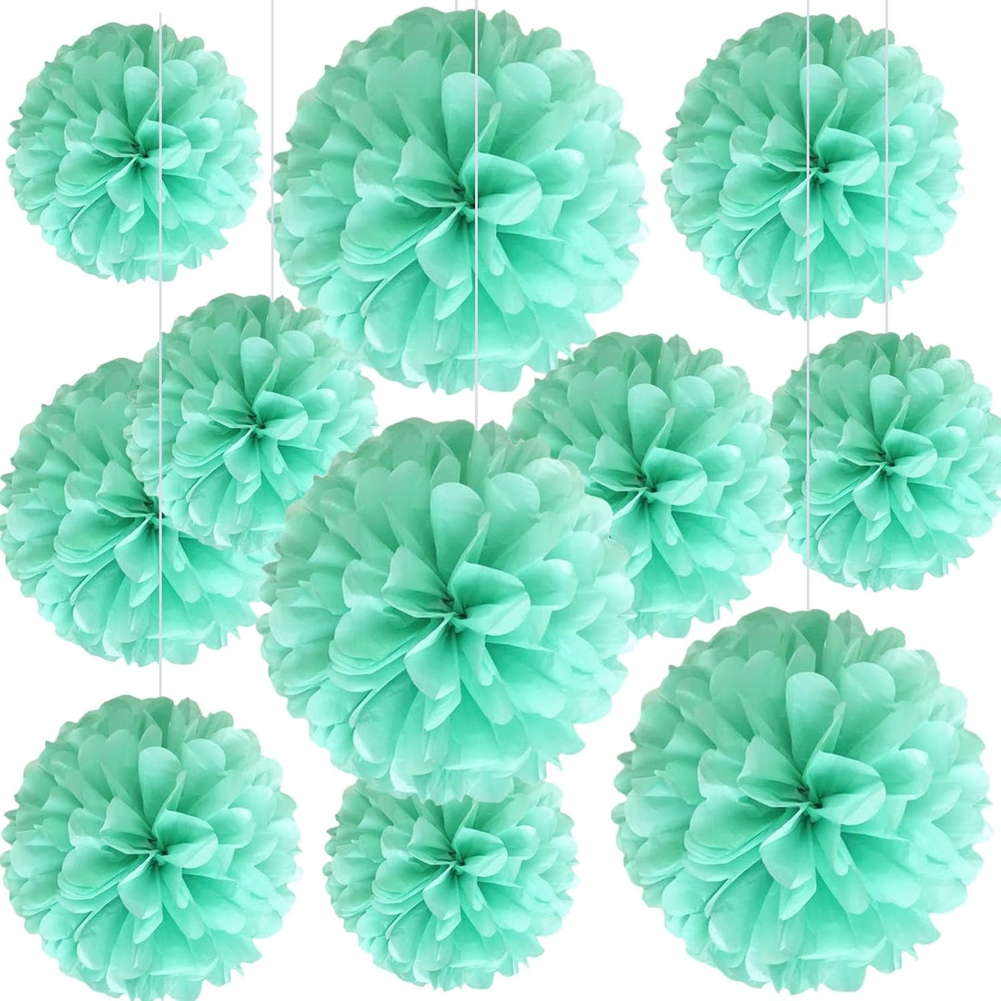 20 PCS Orange Tissue Paper Pom Poms, Tissue Pom Poms Flowers, Sizes of 6", 10", 12", 14" Hanging Paper Flower Ball for Wedding, Birthday, Halloween, Christmas, Baby Shower Party Decor