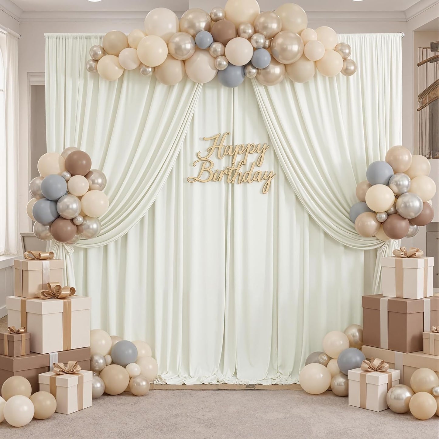 10ftx10ft Black Backdrop Curtains for Weddings Parties, Wrinkle Free 2 Panels Silky Polyester Photo Backdrop Drapes Back Drop Cloth Drapery for Birthday Mother'sDay Photography Background