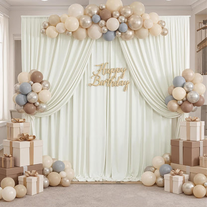 10ftx10ft Black Backdrop Curtains for Weddings Parties, Wrinkle Free 2 Panels Silky Polyester Photo Backdrop Drapes Back Drop Cloth Drapery for Birthday Mother'sDay Photography Background