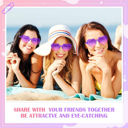 Frienda 8 Pairs Heart Shaped Sunglasses for Women Rimless Heart Glasses Candy Color Sunglasses for Party Favor