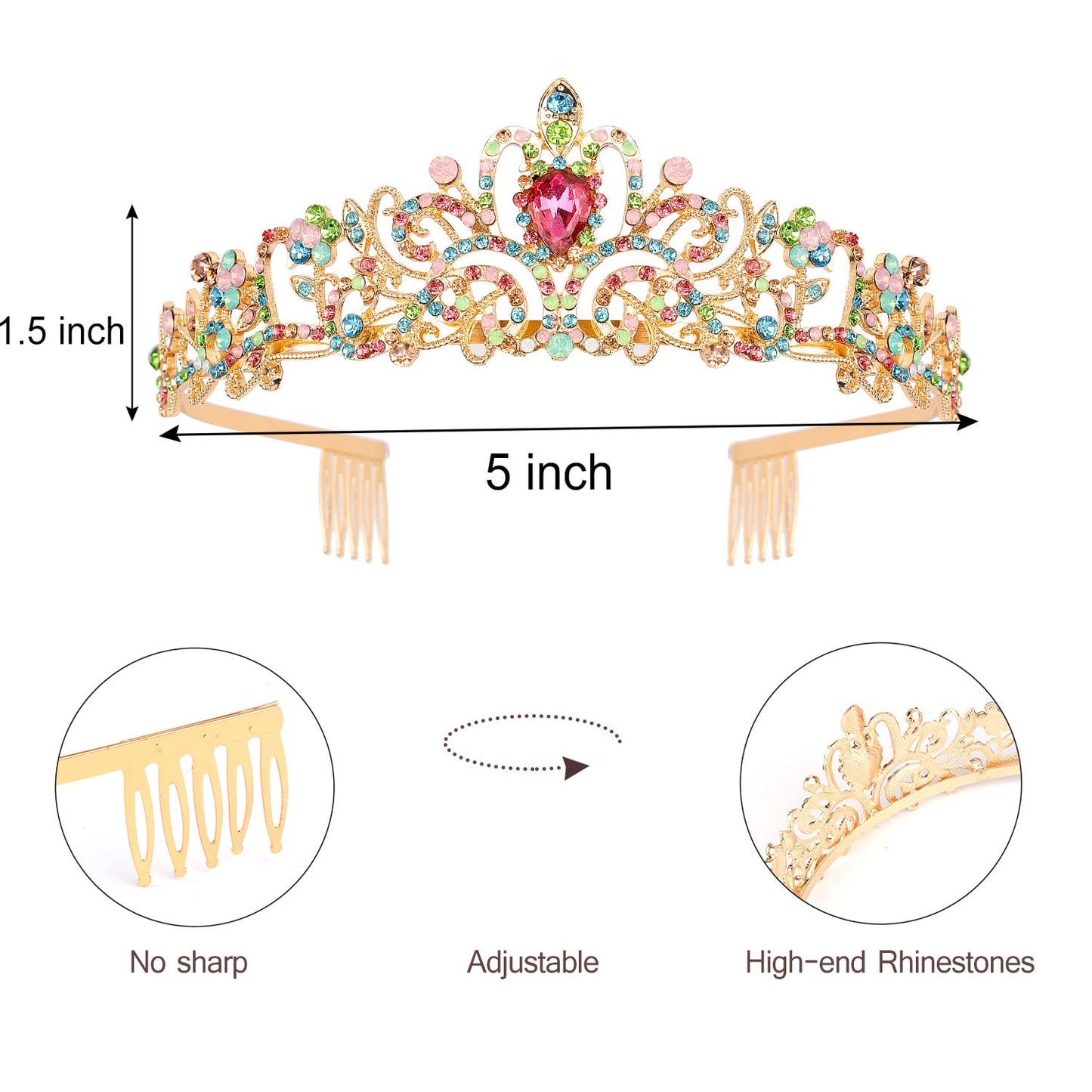 Princess Birthday Tiara - Happy Crown for Girls & Women, Decorative Accessory