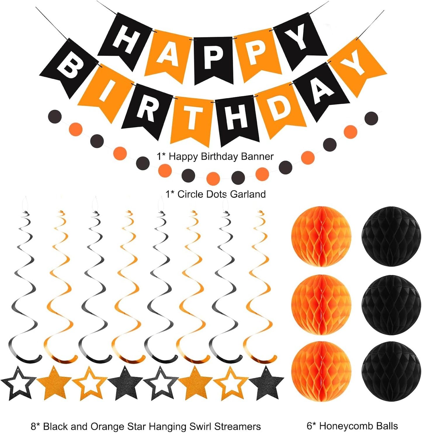 meowtastic Birthday Decorations, Happy Birthday Banner with Honeycomb Balls, Stars Hanging Swirl Streamers, Circle Dots Garland, Happy Birthday Party Decorations for Women Men Boys Girls (Blue)