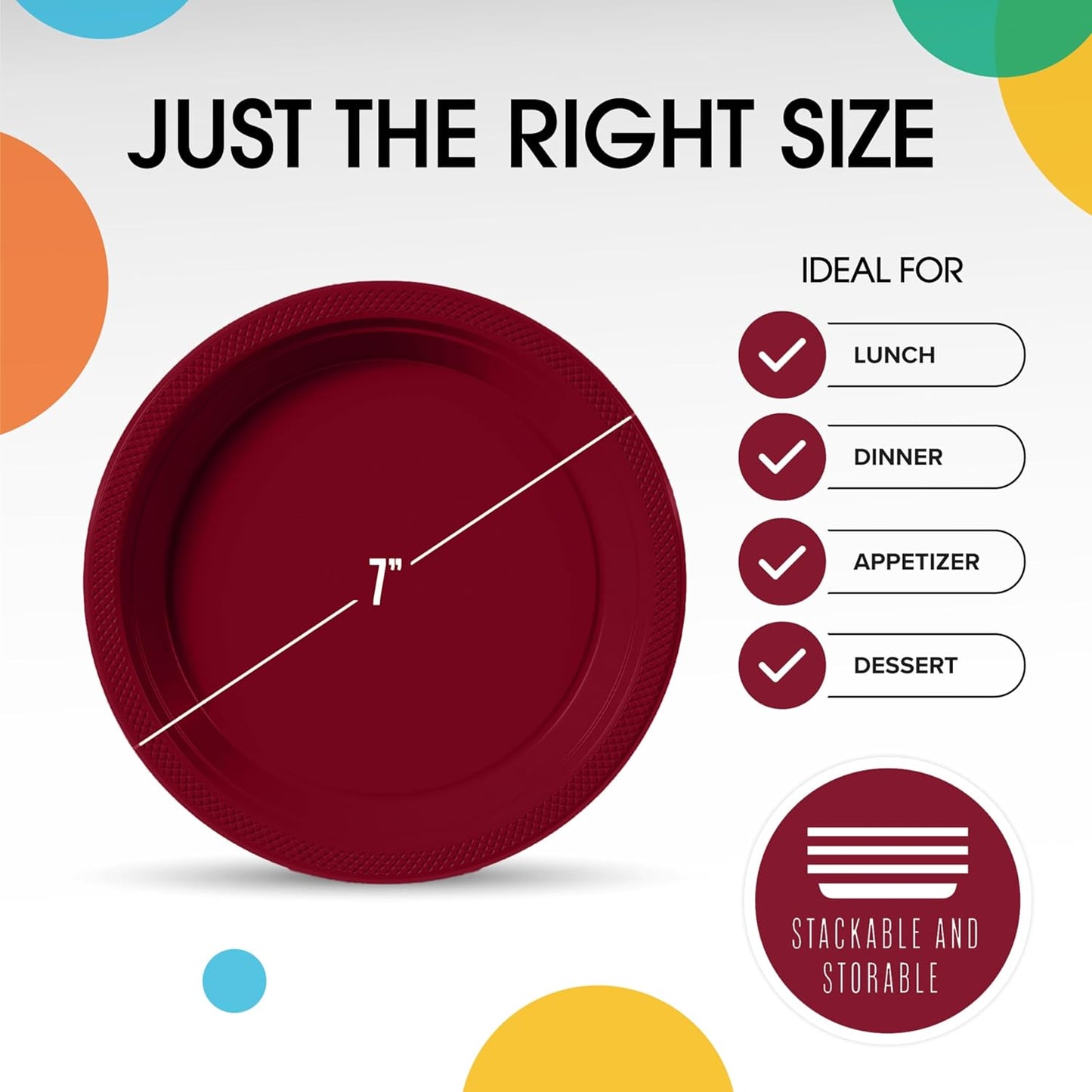 Exquisite Party Solids Red Plastic Plates For Party Supplies 10" Red Disposable Plates Heavy Duty 50 Pcs Plastic Dinnerware Sets Heavy Duty 350 GSM Disposable Dinnerware Set