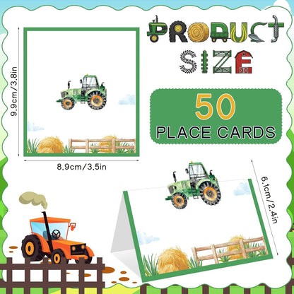 Construction Table Place Cards 50pcs Dump Truck Tent Cards Digger Excavator Food Labels Car Blank Name Card for Birthday Baby Shower Construct Theme Party Table Setting Supplies
