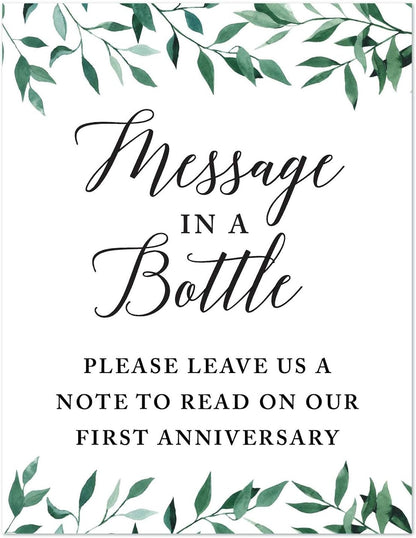 Andaz Press Wedding Party Signs, Natural Greenery Green Leaves, 8.5x11-inch, Bridal Shower Scavenger Hunt, 1-Pack - Colors B