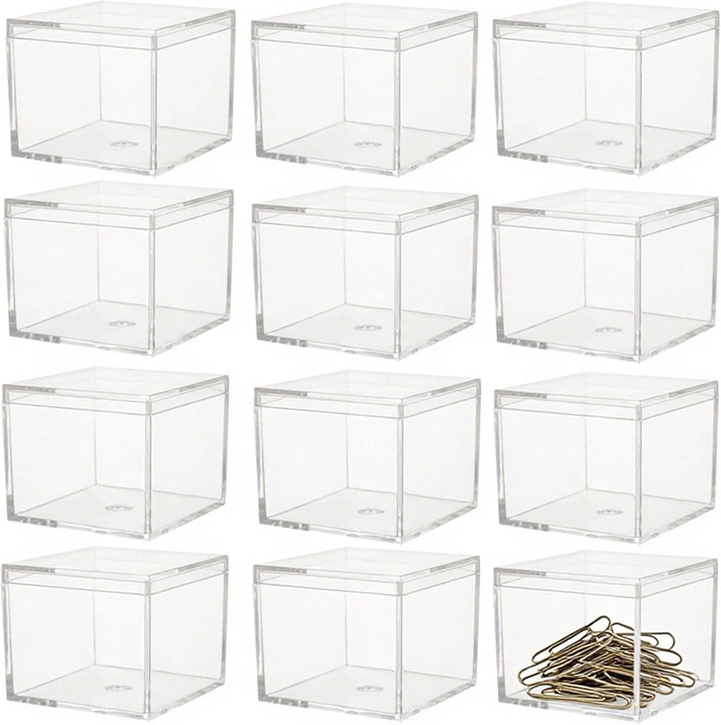 KissYou Acrylic Box Clear Boxes with Lid 12 Packs Small Candy Box Display Square Cube Wedding Graduation Party Decorations Jewlry Gift Box
