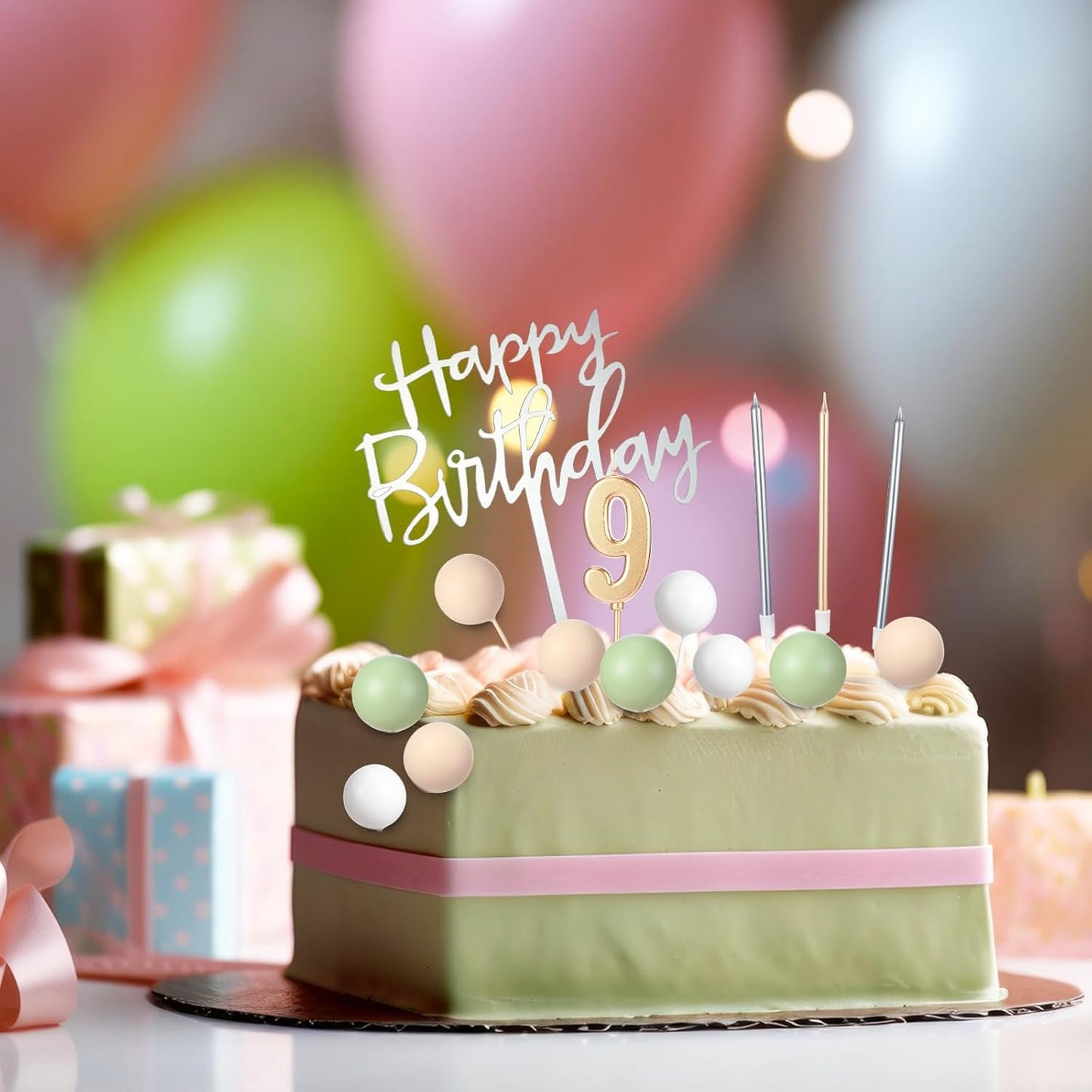 Yerliker 34 Pcs Happy Birthday Cake Toppers Decorations Birthday Candles DIY Cake Decor for Men Women Wedding Anniversary(Gold)