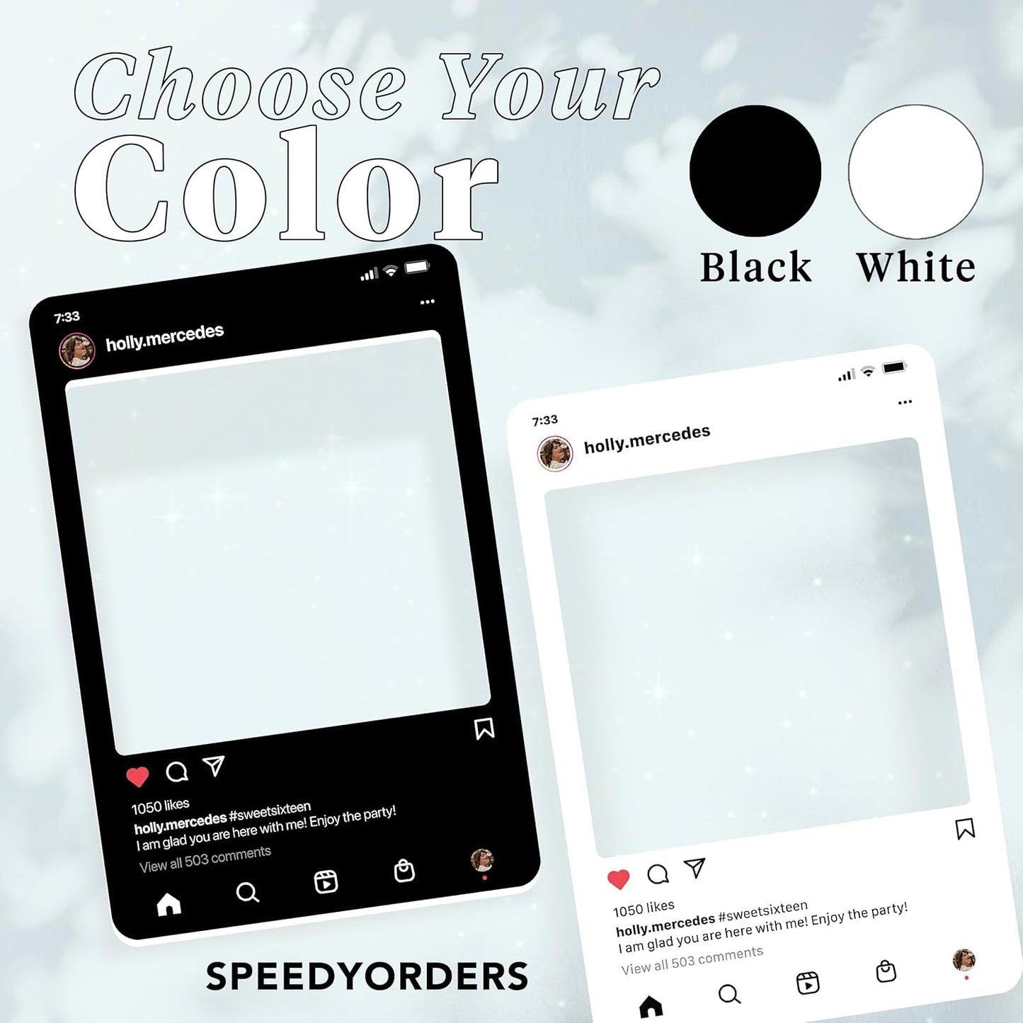SPEEDYORDERS Social Media Photo Booth Prop - Custom Instagram Photo Booth Frame - Customized Insta Giant Selfie Frame - IG Frame For Fun Social Media Posts
