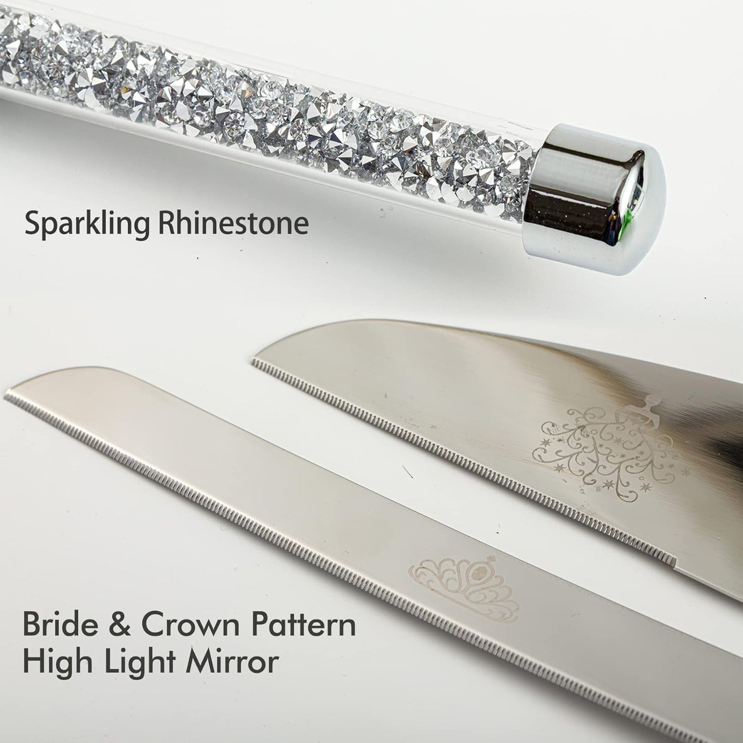 Wedding Cake Knife and Server Set, Wedding Cake Cutting Set with Mr and Champagne Flutes Glasses for Bride and Groom Gifts for Couples
