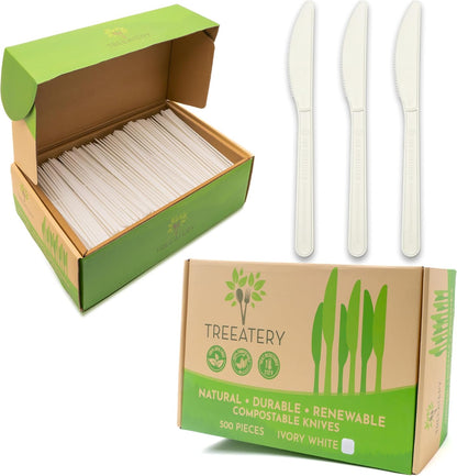 Compostable Cutlery Set, Plant-Based Compostable Utensils Disposable, Dishwasher-Safe Compostable Silverware, 380-Piece Disposable Cutlery, Plant a Tree with Every Box, Ivory White