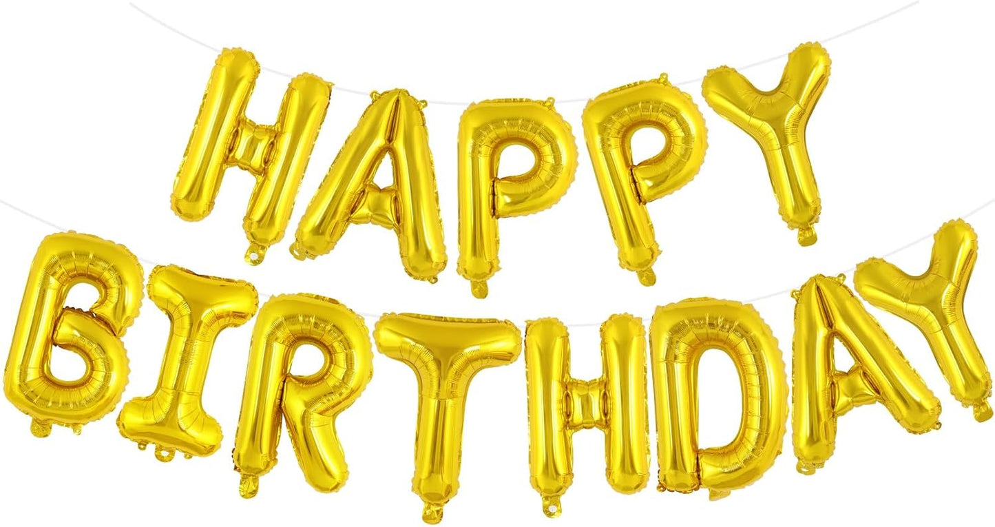 Happy Birthday Balloons Banner, Foil Balloon Personalized Name Letters Balloons Sign Birthday Party Decorations for Women Men Boys Girls Cream