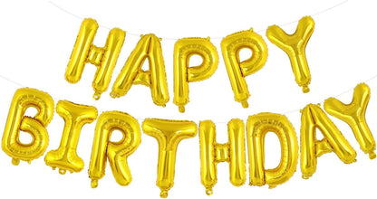 Happy Birthday Balloons Banner, Foil Balloon Personalized Name Letters Balloons Sign Birthday Party Decorations for Women Men Boys Girls Cream
