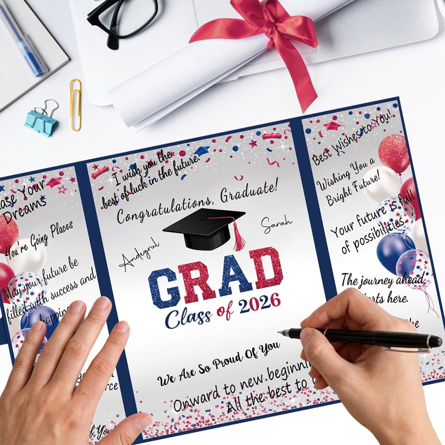 QIYANPAX Graduation Guest Book 2026, Blue and Gold Graduation Decorations Class of 2026, Graduation Signature Book, Congrats Grad Guest Book Alternative, Unique Graduation Gifts