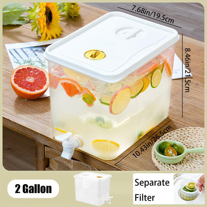 1 Gallon Beverage Drink Dispenser for Fridge, Plastic Beverage Dispenser with Spigot，Juice Container Sealed with Filter Screen，Cold Hot Drink Jug for Christmas Party Supplies (2PCS 1Gallon)