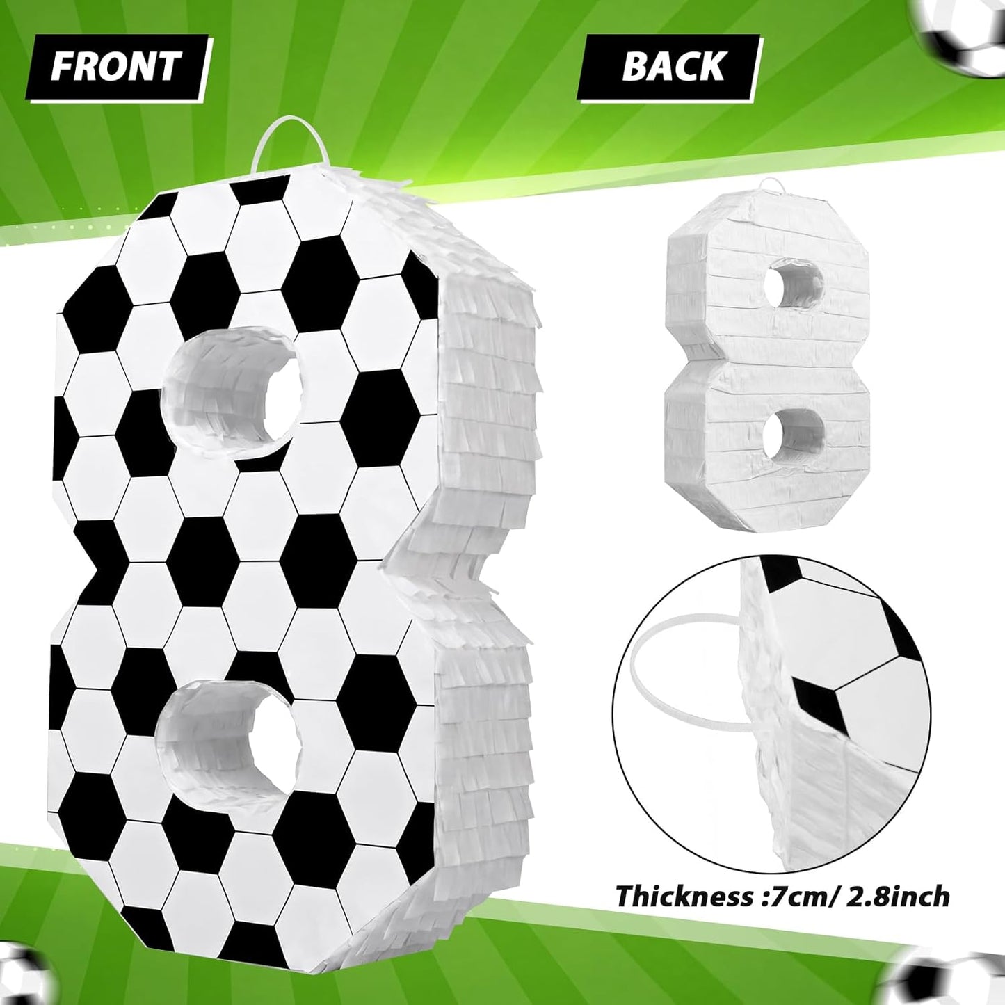 Gemscream Number 9 Soccer Piñata Bundle with Blindfold and Stick Small Piñata Party Decoration for Mexican Fiesta Cinco De Mayo School Anniversary Football Party Celebration Gift 15.75 x 11 x 2.8 in