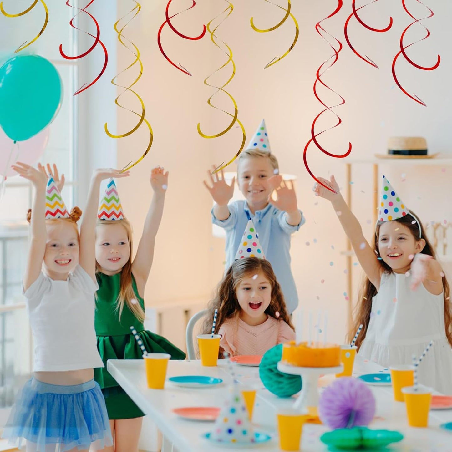 30 Pieces Hanging Swirl Party Decorations Foil Decorations Ceiling Swirl Spiral Hanging Plastic Streamer for Ceiling Birthday Graduation Wedding Celebration Baby Shower Party Supply (Black)