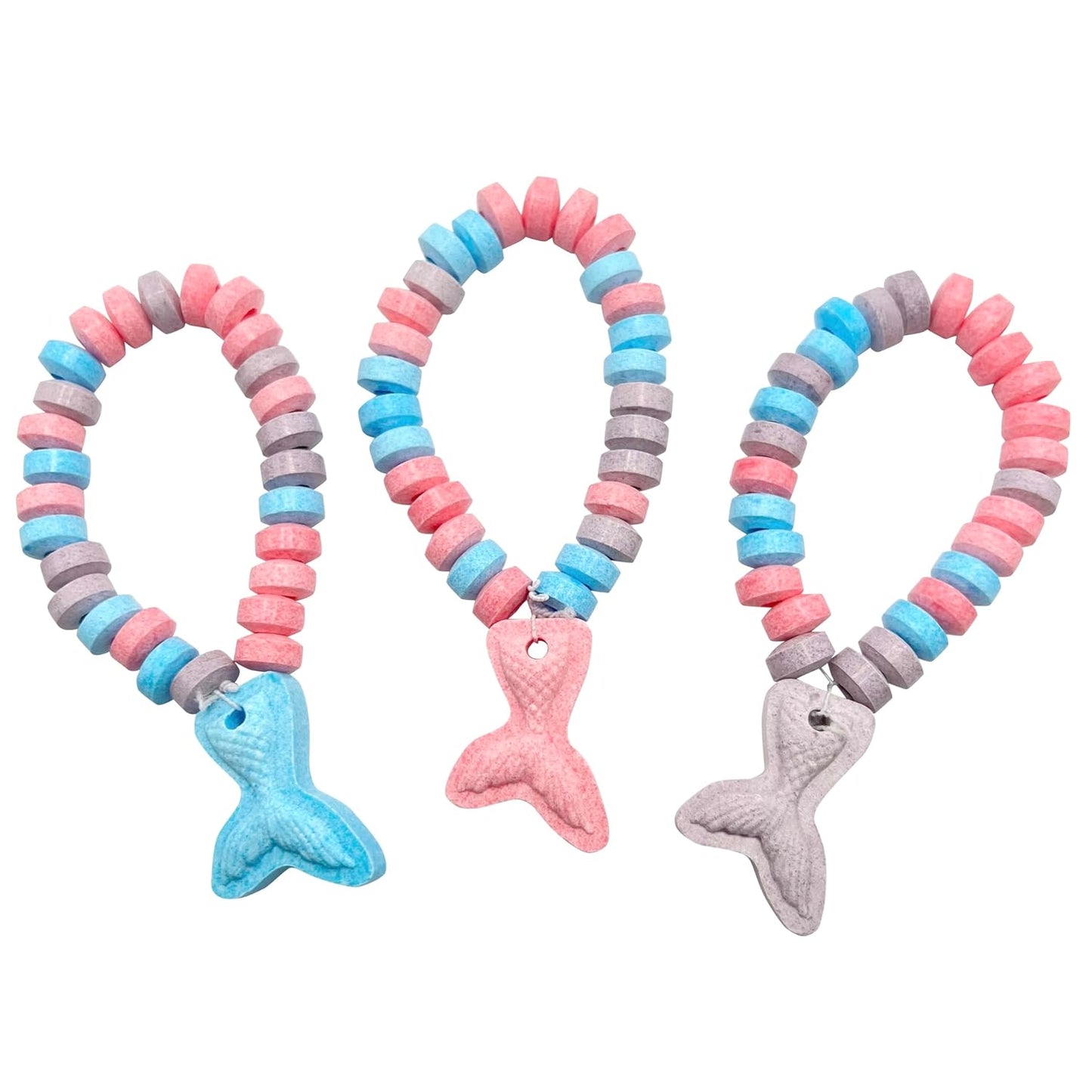 Mermaid Candy - 24 Mermaid Tail Shaped Candy Bracelets Individually Wrapped Bulk - Great for Mermaid Party Candy Favors - Little Mermaid Birthday Goodie Bags for Kids - Pinata Fillers