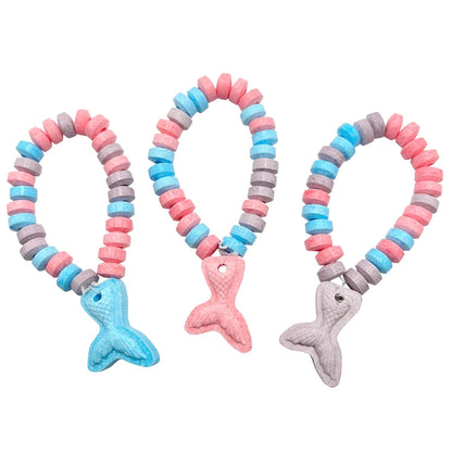 Mermaid Candy - 24 Mermaid Tail Shaped Candy Bracelets Individually Wrapped Bulk - Great for Mermaid Party Candy Favors - Little Mermaid Birthday Goodie Bags for Kids - Pinata Fillers