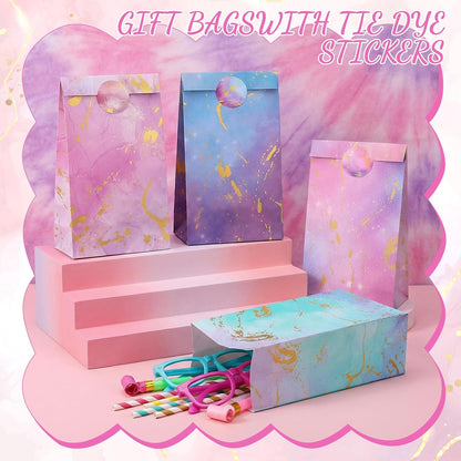 woric 36PCS Party Favor Bags with Stickers, Pink and Purple Goodie Bags for Girls Birthday Mother's Day Small Gift Bag for Kids, Baby Shower, Wedding, Mermaid Party Favor Supplies
