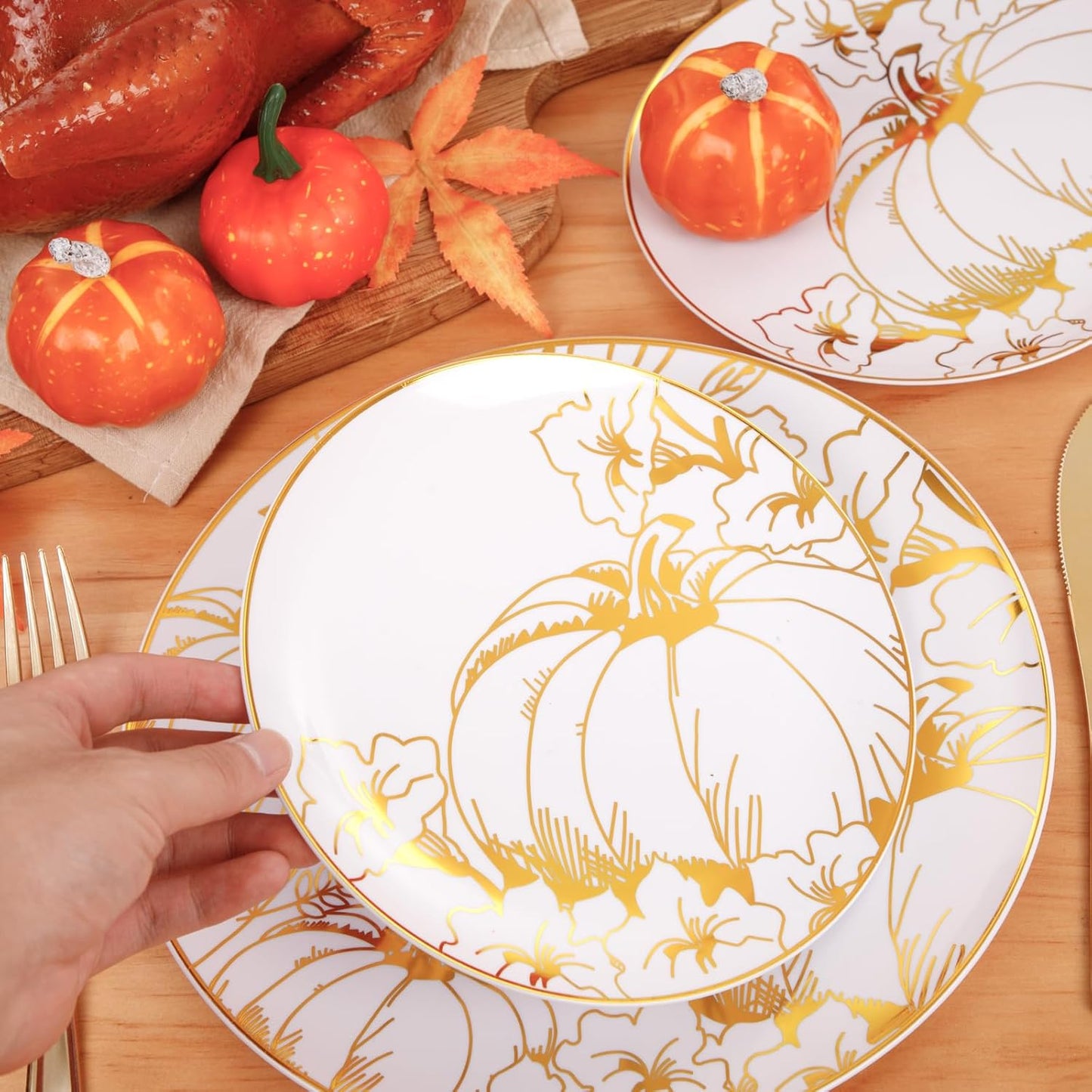 FLOWERCAT 60PCS White Plastic Plates - Heavy Duty White Disposable Plates for Mother's Day/Birthday Party/Wedding -serve for 30 guests Include 30PCS 10.25" & 30PCS 7.5" Plates for Party