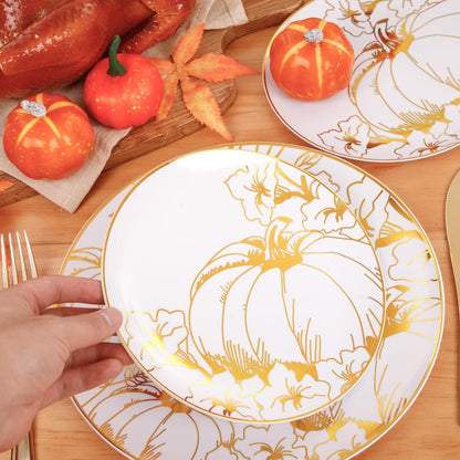 FLOWERCAT 60PCS White Plastic Plates - Heavy Duty White Disposable Plates for Mother's Day/Birthday Party/Wedding -serve for 30 guests Include 30PCS 10.25" & 30PCS 7.5" Plates for Party