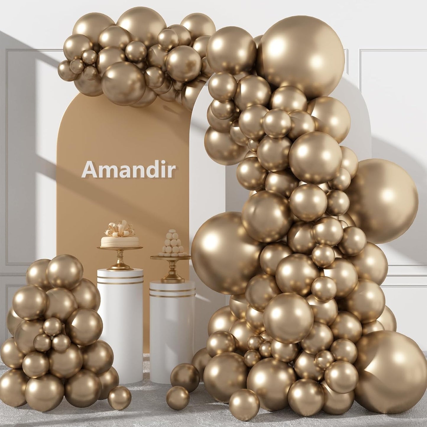 Amandir 153pcs White Sand Balloons Arch Garland Kit Different Sizes 18 12 10 5 Inch Cream Beige Sand White Latex Balloon for Birthday Boho Neutral Baby Shower Wedding Anniversary Party Decorations