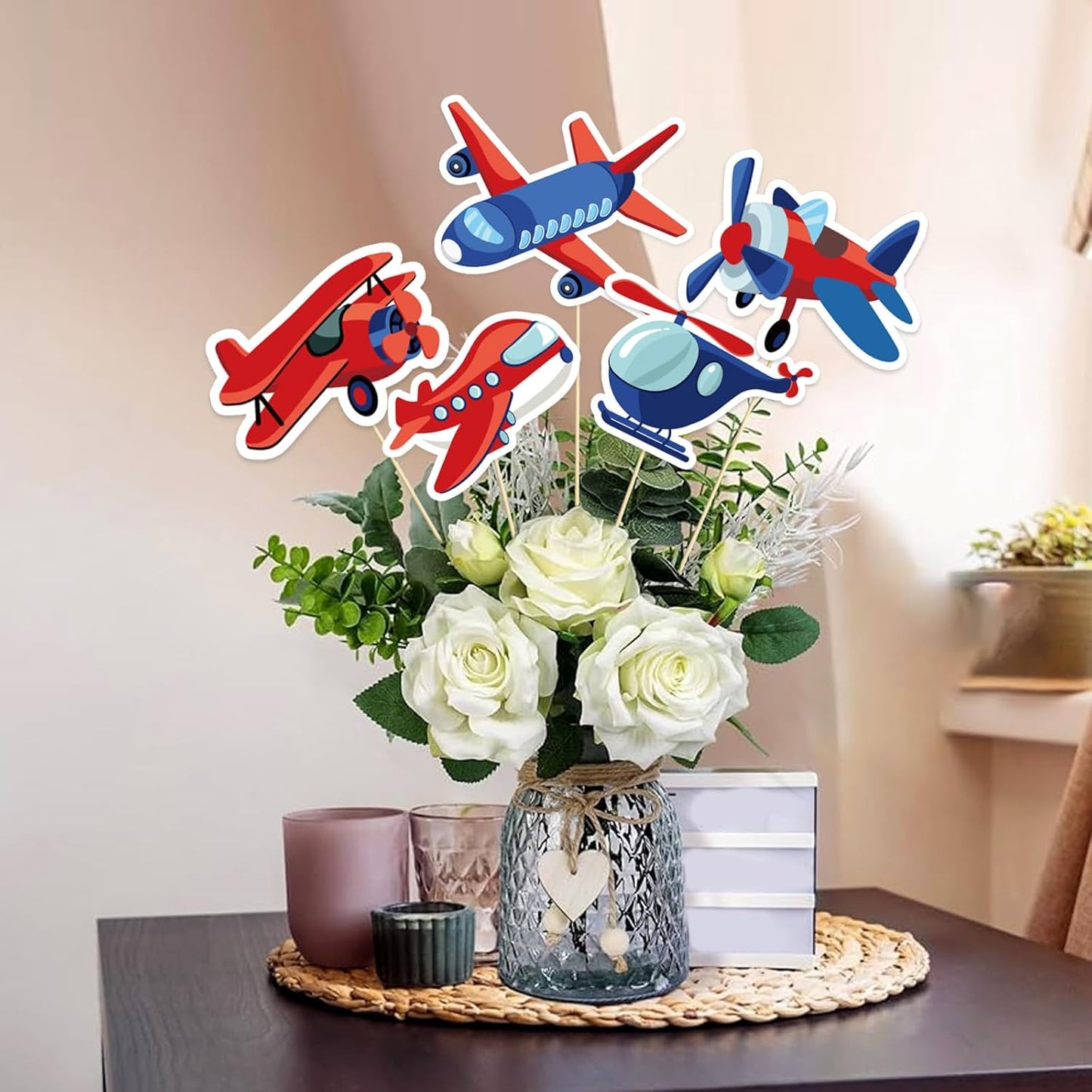 Beautiful Butterfly Centerpiece Sticks - Floral Baby Shower or Birthday Table Toppers - Butterfly Themed Gender Reveal Bridal Shower Party Decoration- Set of 15