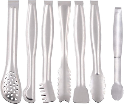 HINMAY Gold Plated Mini Serving Tongs Set 6-Inch Appetizers Tongs Stainless Steel Small Sugar Cube Tongs Ice Tongs, Set of 6