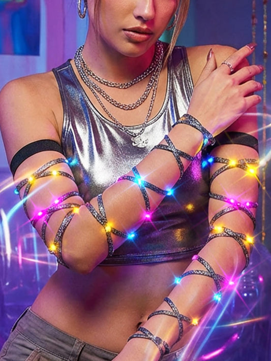 Arm Wraps Rave Glow Body Harness Light Up Hand Straps Cyberpunk Neon EDM Outfit Festival Accessories for Women