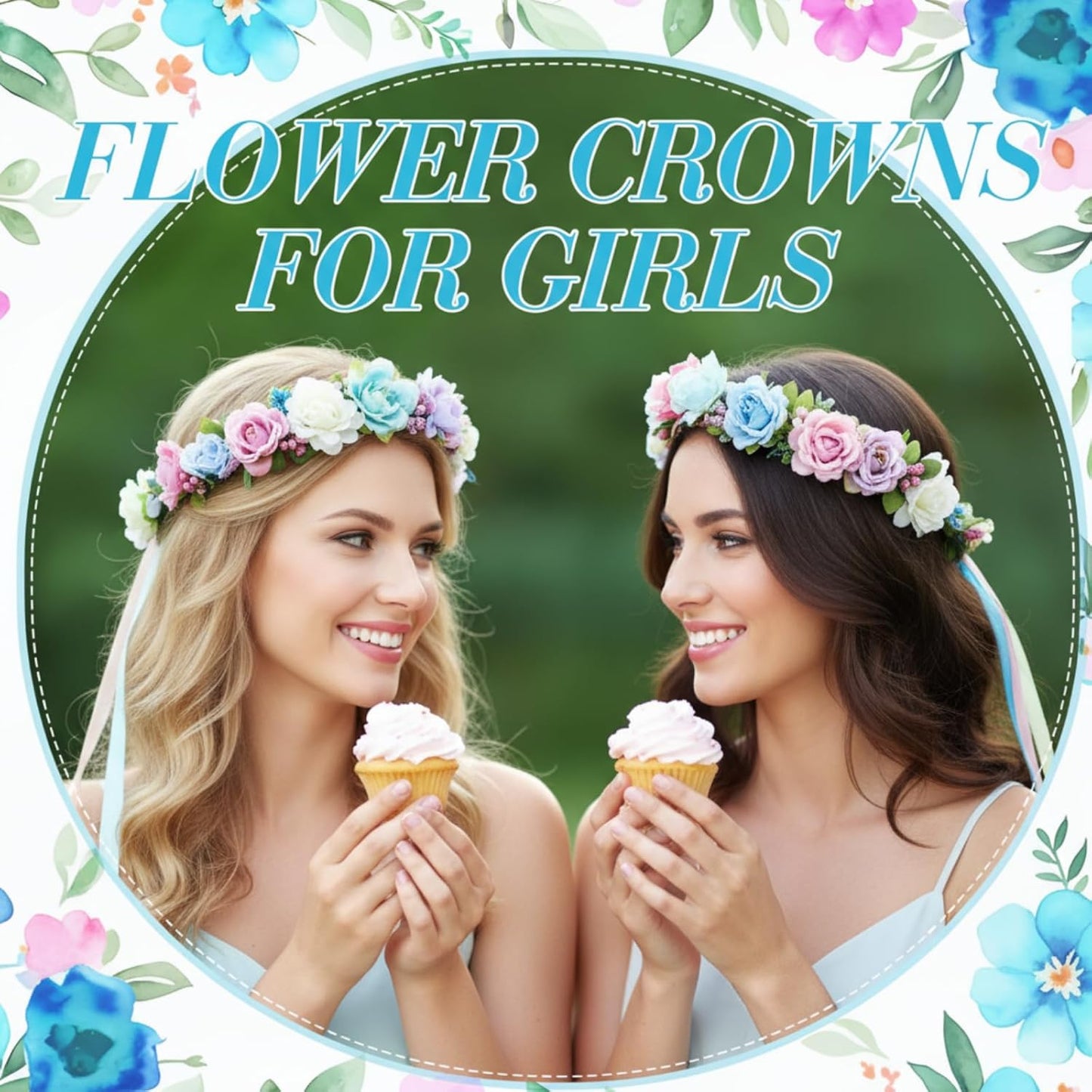 Zeyune 20 Sets Spring Tea Party Favor Flower Crowns Making Kit, Make Your Own Flower Crown Wreath Garland Headbands Craft Kit Handmade DIY Fairy Floral Hair Accessories Gift for Women(Daisy)