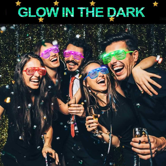 TURNMEON 20 Pack LED Glasses Party Favors, 6 Colors Light Up Glasses Glow In The Dark Party Supplies Shutter Shades Glow Sticks Glasses Neon Party Birthday Wedding Concerts Pool Patriotic