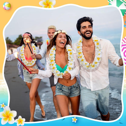 Sherr 24 Pcs LED Leis Light Up Purple and Gold Hawaiian Flower Necklaces, Graduation 2026 Party Supplies, Class of 2026 Leis for Beach Wedding Luau Glow Party Favors