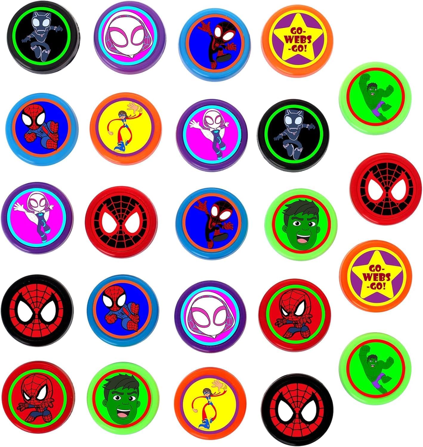 24 Pcs Spide Stampers - Perfect Spide Birthday Party Supplies, Goody Bag Fillers & Party Favors.