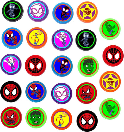 24 Pcs Spide Stampers - Perfect Spide Birthday Party Supplies, Goody Bag Fillers & Party Favors.