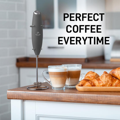 Zulay Kitchen Powerful Milk Frother Wand With Duracell Batteries - Ultra Fast Handheld Drink Mixer - Electric Whisk Foam Maker for Coffee, Lattes, Cappuccino & Matcha - Z1 Motor - Black - Colors A