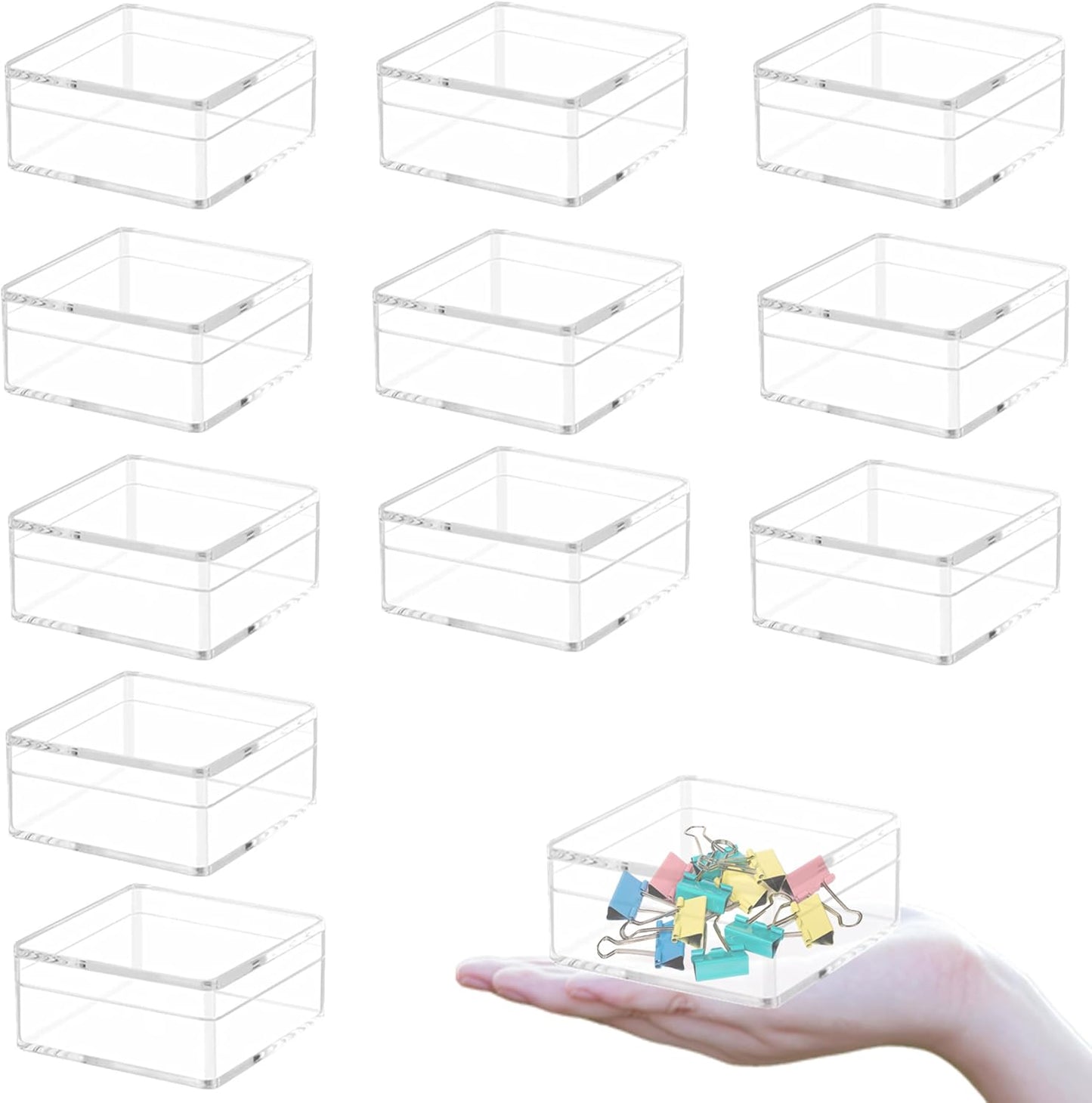 KissYou Acrylic Box Clear Boxes with Lid 12 Packs Small Candy Box Display Square Cube Wedding Graduation Party Decorations Jewlry Gift Box