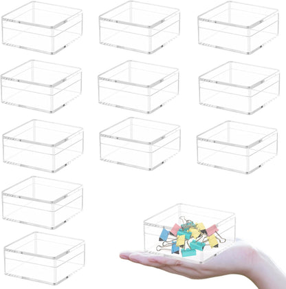 KissYou Acrylic Box Clear Boxes with Lid 12 Packs Small Candy Box Display Square Cube Wedding Graduation Party Decorations Jewlry Gift Box