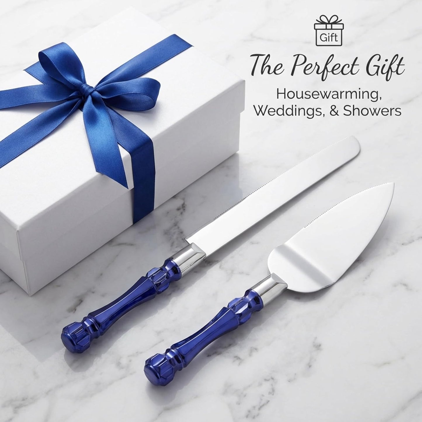 Homi styles Wedding Cake knife and Server Set | Elegant Rose Gold Color Premium 420 Stainless Steel plated Blades | Cake & Pie Serving Set for Wedding Cake, Birthdays, Anniversaries, Parties