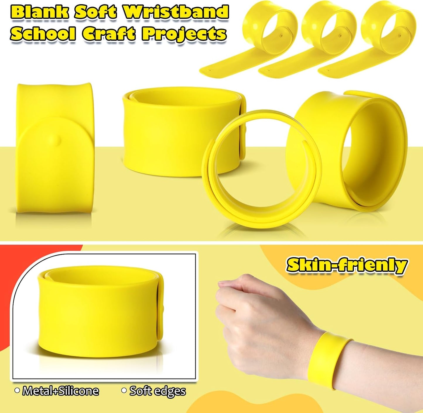 Vinsot 30 Pcs Silicone Slap Bracelets Gift for Kids DIY Slap Bands Party Favor Soft Blank Snap Wristbands Bulk for School Craft Project Painting Classroom Prizes Birthday Wedding