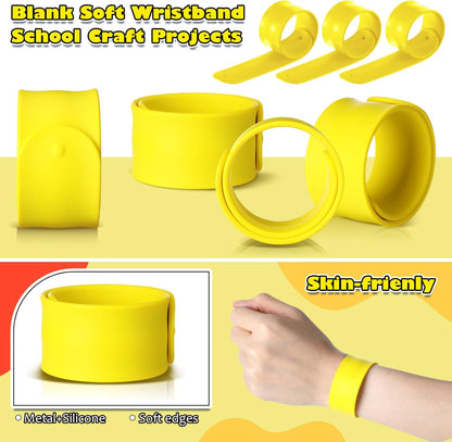 Vinsot 30 Pcs Silicone Slap Bracelets Gift for Kids DIY Slap Bands Party Favor Soft Blank Snap Wristbands Bulk for School Craft Project Painting Classroom Prizes Birthday Wedding