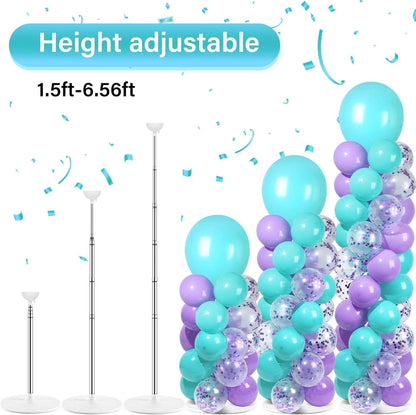 2 Set Black and Gold Balloons Column Stand Kit with 100 Balloons Adjustable Balloon Stand with Bases for Floor Black Gold Confetti Balloon Column Kit for Bridal Shower Valentine Birthday Party Decor