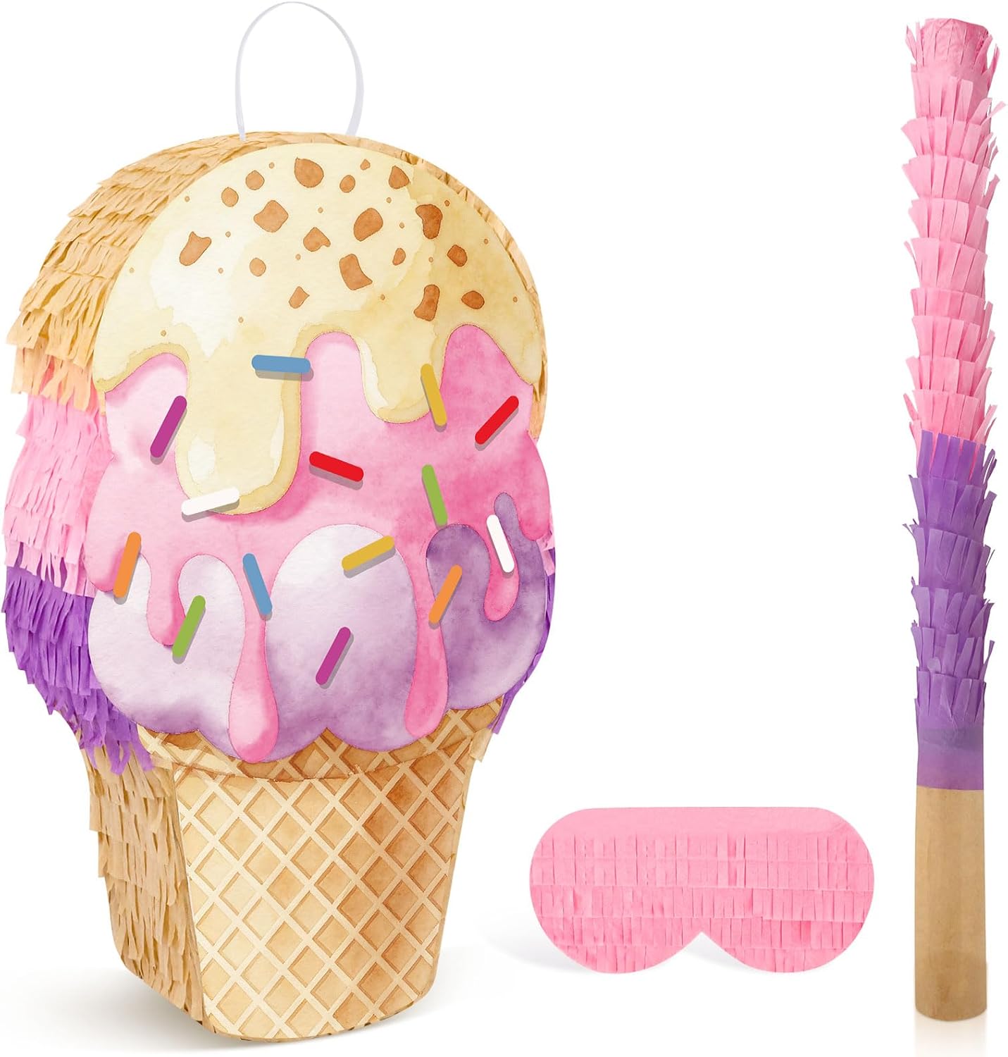 Hooqict Mexican Pinata with Blindfold and Bat Stick Party Pinata for Fiesta Carnival Cinco de Mayo Decorations Kids Adults Mexican Party Games Birthday Party Supplies