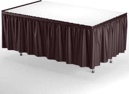 Exquisite Ruffle Table Skirt Black 6 Pack 14 Ft Long Table Skirts for Rectangle Tables 6ft Plus or Round Tables Skirts with Adhesive Strip for Gender Reveal Decor & Happy Birthday Parties