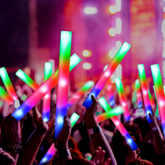 OLUPP 72PCS Foam Glow Sticks, Foam Light Up Sticks with 3 Modes Colorful Flashing, Glow Sticks for Wedding, Glow Stick Bulk Party Pack for Wedding, Raves, Concert, Camping, Carnival
