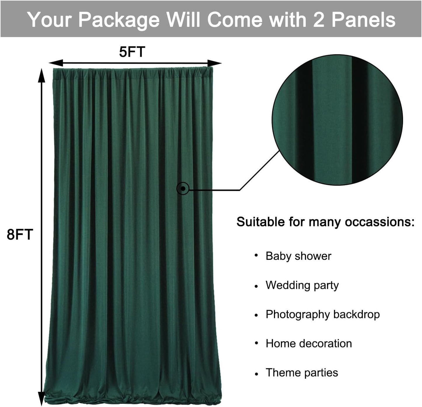 10 ft x 10 ft Wrinkle Free White Backdrop Curtains for Wedding Parties, Polyester Photography Backdrop Drapes for Birthday Parties Stage Backdrop Stand, 2 Panels 5x10FT Background Curtains